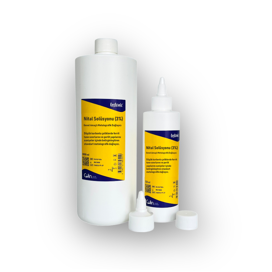 Nital Solüsyonu (%3) – Genel Amaçlı Metalografik Dağlayıcı 250 ml