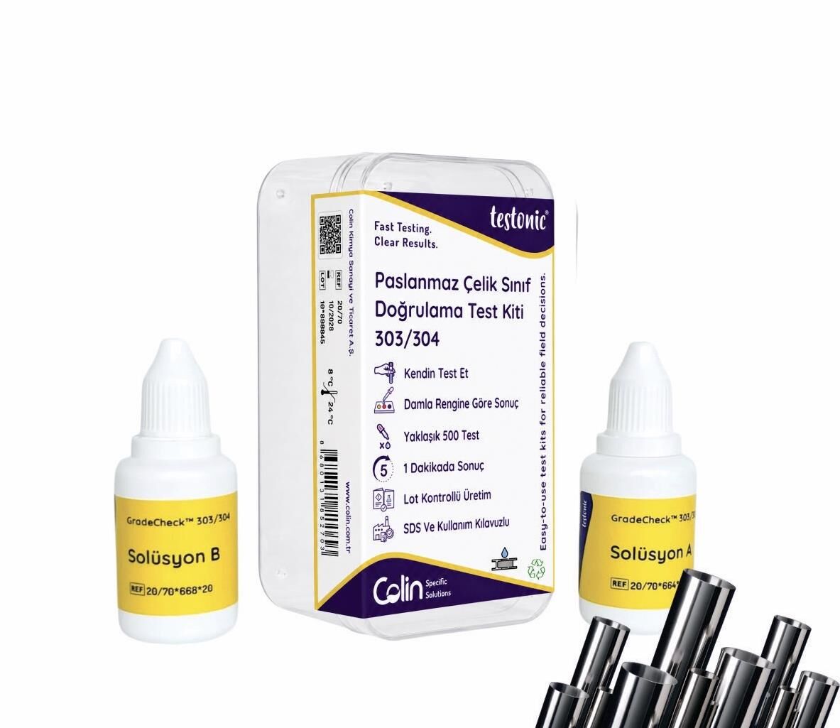 Paslanmaz Çelik Kalite Ayrım Test Kiti - 303/304