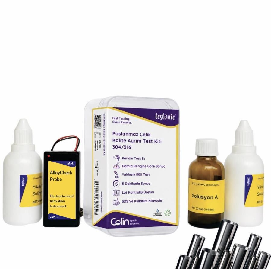 Paslanmaz Çelik Kalite Ayrım Test Kiti - 304/316 Solüsyonlar