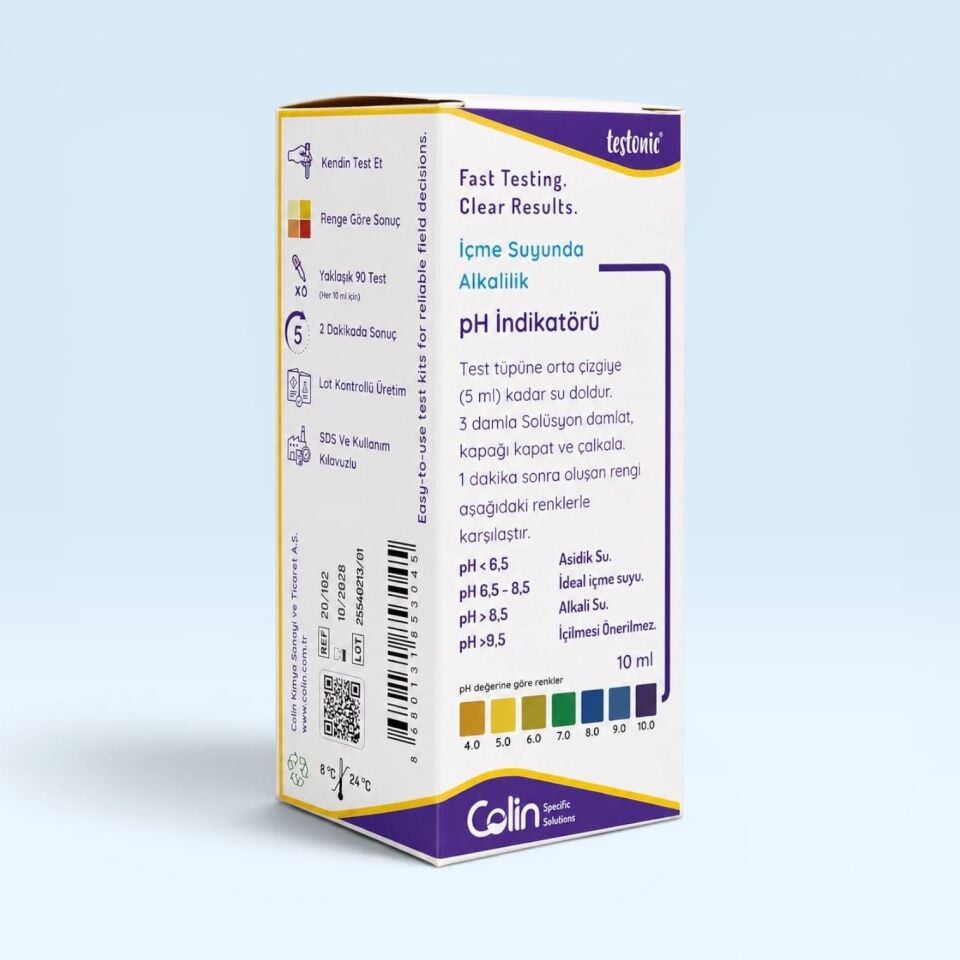 pH İndikatörü (pH 4-10) - İçme Suyunda Alkalilik Testi için 10 ml