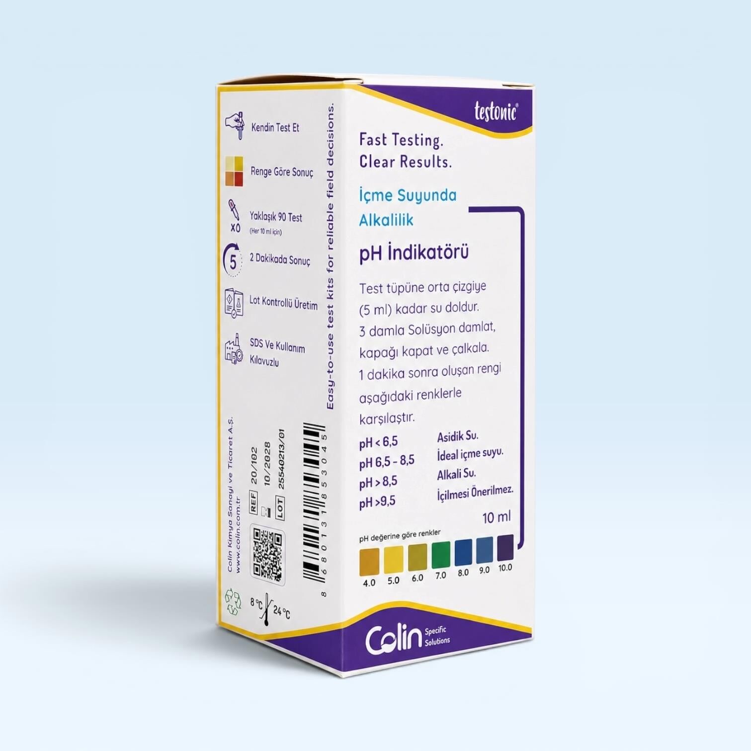 pH İndikatörü (pH 4-10) - İçme Suyunda Alkalilik Testi için 50 ml