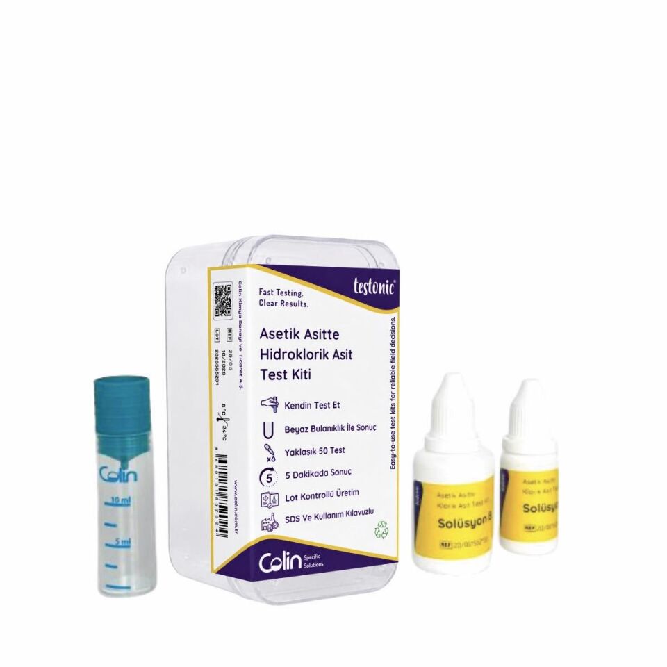 Asetik Asitte Hidroklorik Asit Test Kiti