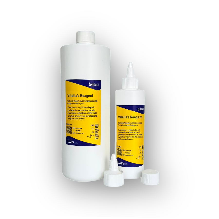 Vilella’s Reagent – Yüksek Alaşımlı ve Paslanmaz Çelik Dağlama Solüsyonu 1 Litre