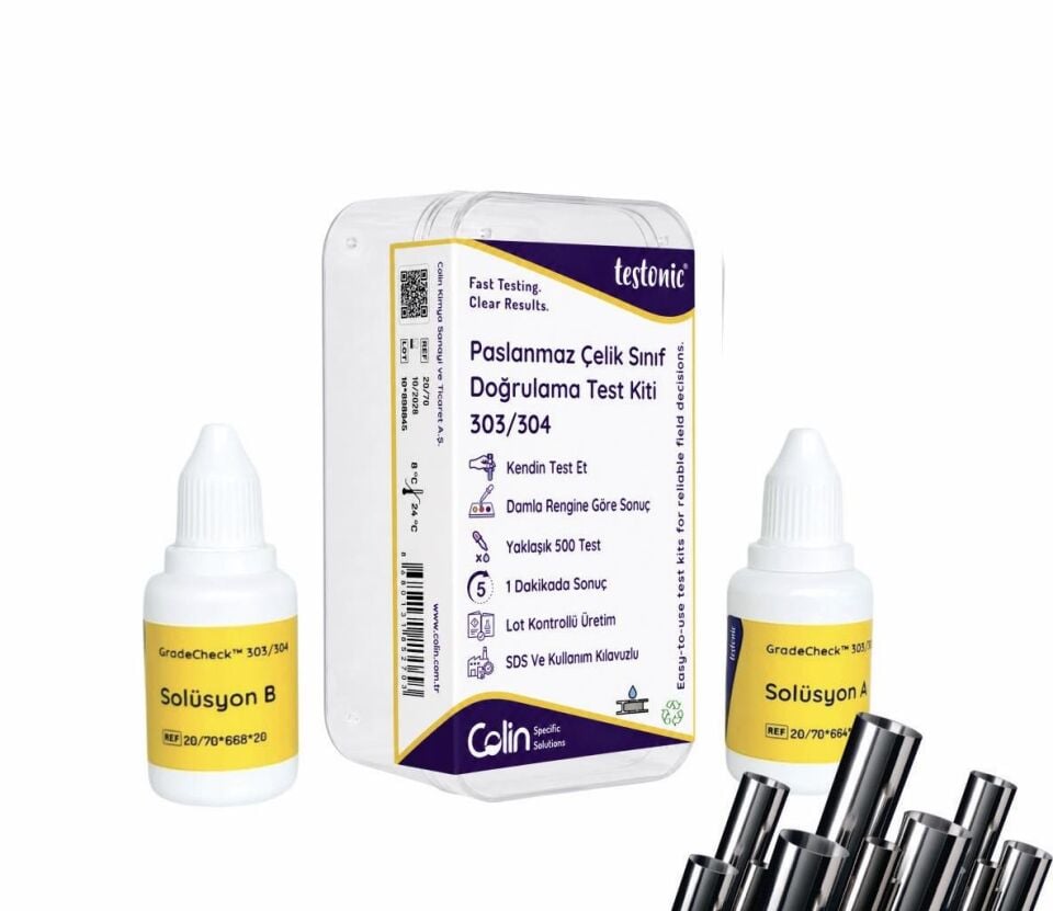 Paslanmaz Çelik Kalite Ayrım Test Kiti - 303/304